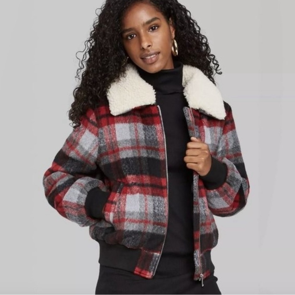 Wild fable winter flannel cropped jacket size xs